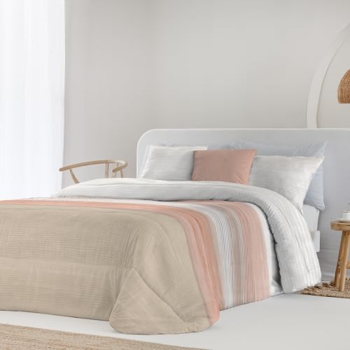 Fundeco   Edredón Conforter Estampado   Colcha de Invierno Modelo Dominic   Color Terra   Cama 180   Incluye 2 Fundas Cojín 50 x 70 cm   Suave y de Fácil Lavado