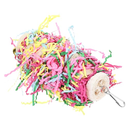 HOLIDYOYO Parrot Hanging Chewing Multi Functional Bird for Chewing Foraging Material with Bell for Parrots Cockatiels and Budgies Engaging Relaxing Plaything