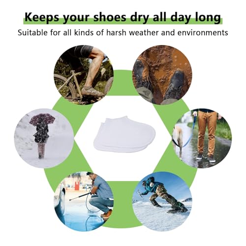 Fonyiunce 2 Paar wasserdichte Überschuhe aus Silikon,Silikonschuhe zum Überziehen,Wiederverwendbare wasserdichte Überschuhe,Geeignet für Regen,Schnee,Wüstenstrand,Größe L (Schwarz/Weiß)