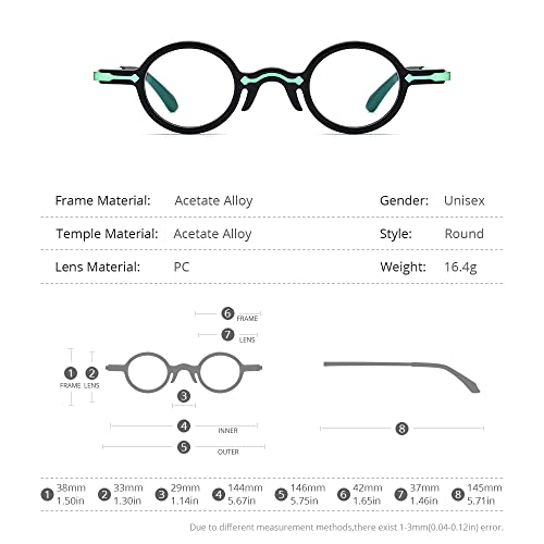 Image of HEPIDEM Acetate Glasses Frame Alloy Temple Men Small Retro Round Eyeglasses Women Optical Spectacles