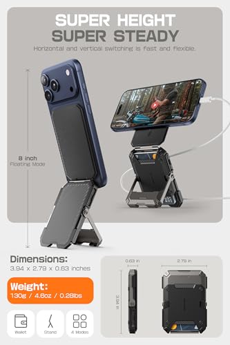 Image of SUPCASE for MagSafe Wallet with Stand, Magnetic Wallet for Men, [Hold 5 Cards] [Adjustable Stand] [RFID Blocking] Phone Credit Card Holder Tripod for iPhone 17 /16 /15 /14 /13 /12 Series, Black