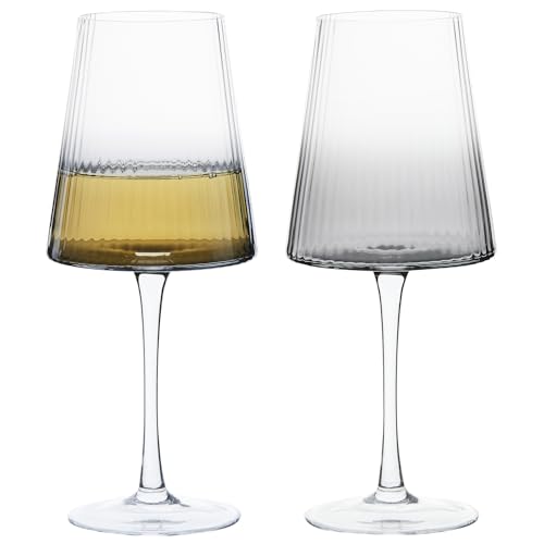 Anton Studio Designs Empire Handmade Wine Glasses Perfect for Red Wine White Wine, Water, or Beverages, 450 ml, Smoke Grey - Image 4