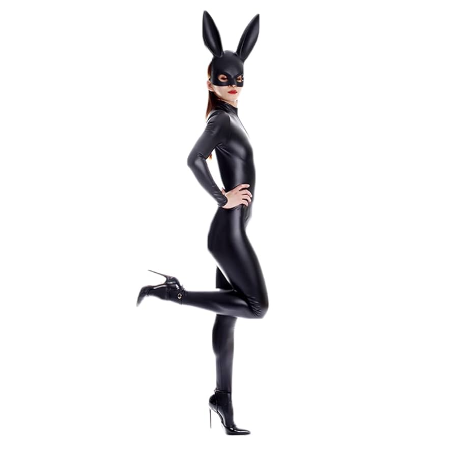 Amazon | レザー調 ラバーコーティング 全身タイツ 前 股下