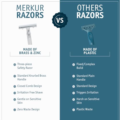 Image of MERKUR 33C Double Edge Safety Razor, Three-Piece Design, Closed Comb, Short Handle, Bright Chrome Finish, Made in Germany