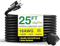 Go Green Power Inc. 16/3 25ft Black Outdoor Extension Cord - Reliable, Heavy Duty - Ideal for Outdoor Tools & Equipment - GG-13725BK