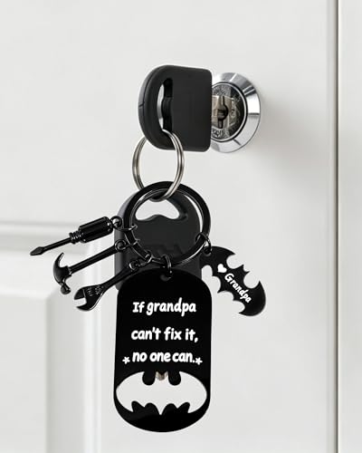 Image of Father Keychain, Batman Keychains for New Dad Step Dad Grandpa Son, Fathers Day Birthday Gift for Daddy from Daughter