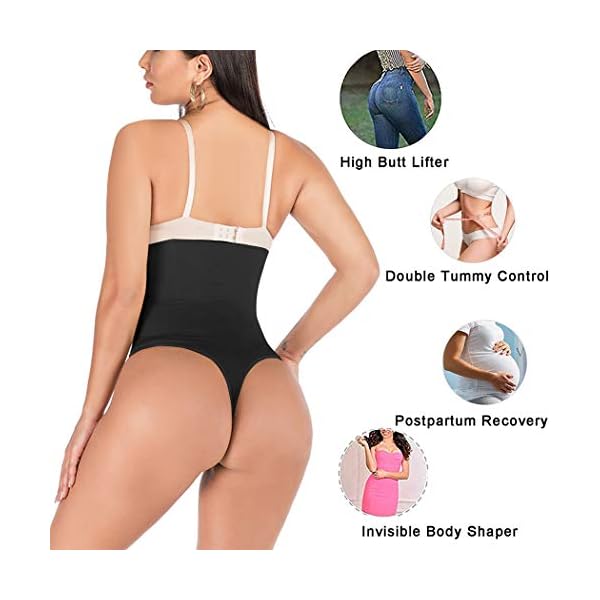 FUT-328-Women-Waist-Cincher-Girdle-Tummy-Control-Thong-Panty-Butt-Lifter-Shapewear-Slimmer-Body-Shaper FUT Thong Shapewear for Women Waist Cincher Girdle Tummy Control Panties Hi-Waist Body Shaper Black