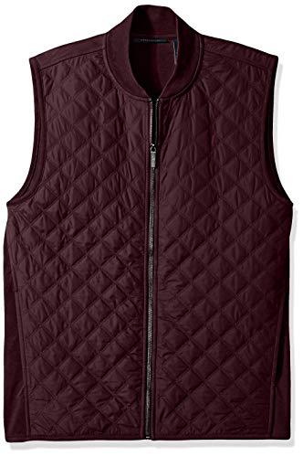Perry Ellis Men's Big Quilted Nylon Full Zip Vest, Port, Extra Large Tall