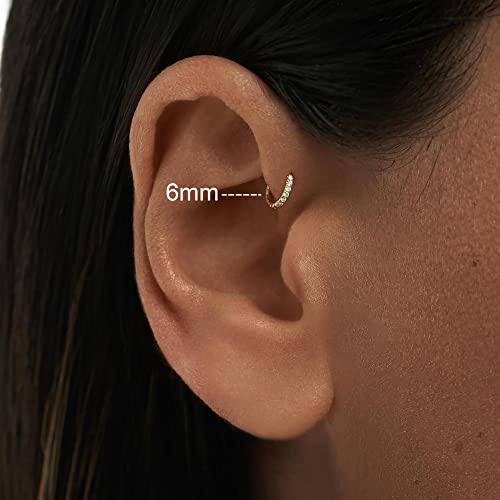 FINE4U 16G 6mm Helix Piercing Jewelry Hoop Gold - ASTM F136 Titanium Helix hoop Earrings for Women, Forward Helix Piercing, Cartilage Earring Hoop by FINE4U - Used condition - Image 5
