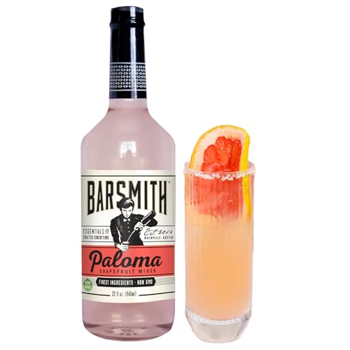 Barsmith Paloma Mix - Non-GMO Cocktail Mixer with Grapefruit & Cascade Hops - Mexican-Inspired Tequila Cocktail Base w/Natural Flavors & Citrusy Kick - Idreal for Home Bars - 32oz Bottle (Pack of 1)