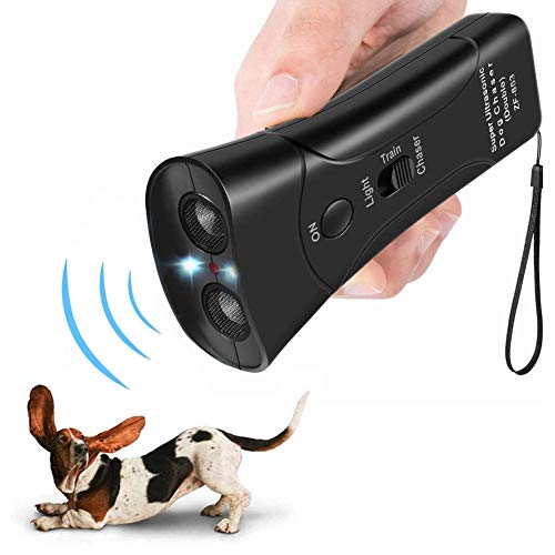 FANZO Handheld Dog Repellent, Dual Channel Ultrasonic Anti Barking Device, Pet Bark Stopper