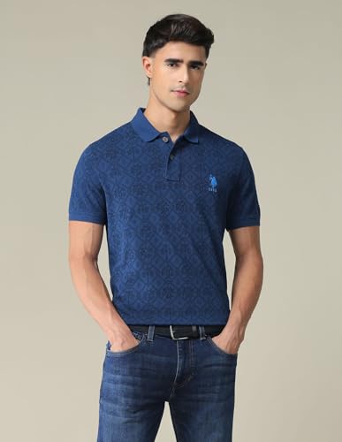 Image of U.S. Polo ASSN. Men's Slim Fit Cotton Polo T-Shirt, Ribbed Collar, Half Sleeves Casual Mens Tshirt for Men