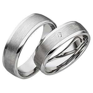 JC Trauringe 2 x trouwringen 925 zilver prijs per paar incl. diamant en gravure huwelijksringen verlovingsringen briljant partnerringen trouwringen trouwringen platina goud witgoud S035, Zilver,