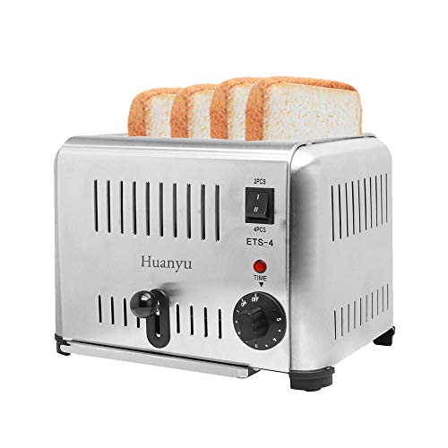 Huanyu Automatischer Toaster mit 4 Fächern, 1800 W, Edelstahl, 5 Gänge, 4 Schlitze, elektrischer Toastofen, Haushalt und…