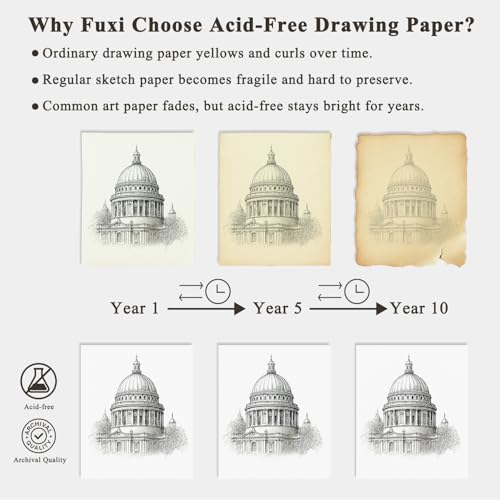 fuxi 934 x 1234 sketch book top spiral bound sketch pad 100 sheets 68lb100gsm acid-free drawing paper art sketchbook for drawing pad for kids artists amp beginners professional art supplies for adults