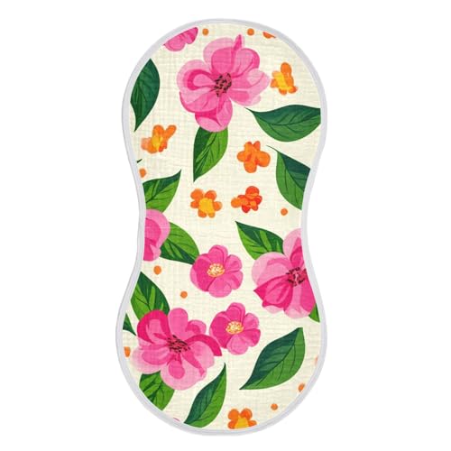 2 Pack Baby Burp Cloths, Soft Absorbent Burping Cloths for Babies, Cotton Milk Spit Up Rags, Large Size for Newborns, Baby Boys and Girls (Pink Floral Pattern)2