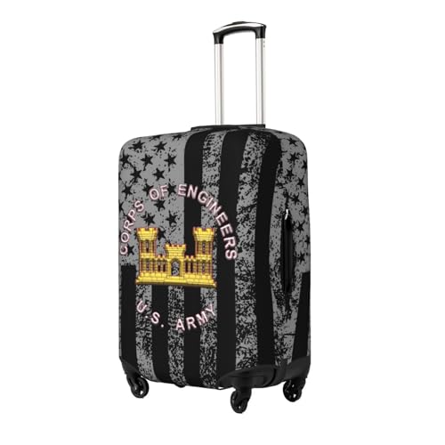 Army Corps of Engineers Travel Luggage Cover Suitcase Protector Fits 18-21 Inch Case(Black,S)2
