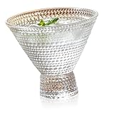 COLLBATH Copa de Martini de Vidrio con Textura Martillada Copa Cóctel Transparente con Base para Vino y Cócteles Casa y Hostelería