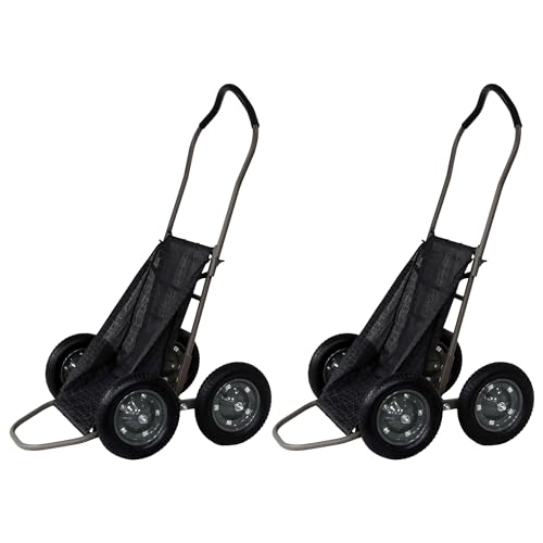 Hawk Crawler 500 Pound Capacity Foldable Hunting Multi Use Deer Game Recovery Cart Utility Gear Dolly with 4 Oversized Wheels (2 Pack)
