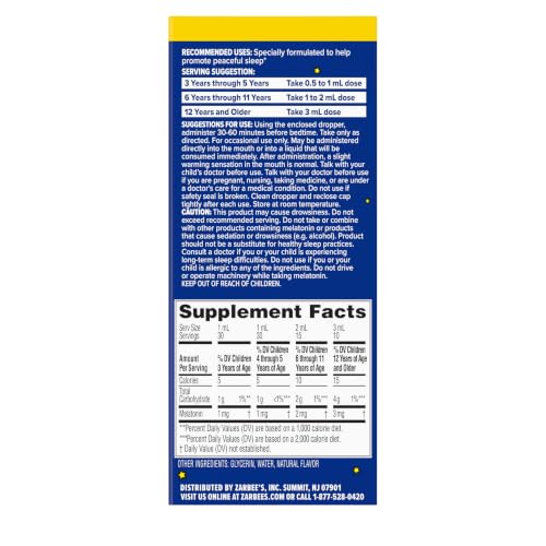 Zarbee's Kids Melatonin Sleep Supplement Liquid, 1mg Melatonin, 1 fl oz - image 7