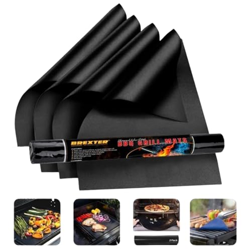 BREXTER Pack of 4 Oven Liner 40cm x 50cm 0.3mm Extra Thick Teflon Oven Liners for Fan Assisted Ovens Mats for Gas Grill Reusable BBQ Grill Mat Suitable for Ovens