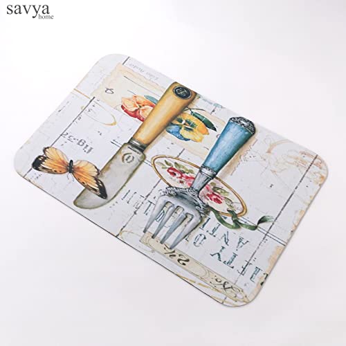 Image of SAVYA HOME Kitchen Mats| Bath Mat, Machine Washable Floor Mat |60 x 40 cm |Anti-Skid Mat for Living Room,Bathroom,Shower,Bathtub mat,Multipurpose Mat (Blue & Yellow)