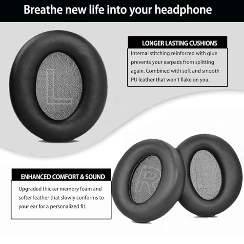 Q20 Replacement EarPads para audífonos Anker Soundcore Life Q20 Q20BT - Almohadillas de cuero proteína y espuma de memoria negras miniatura 4