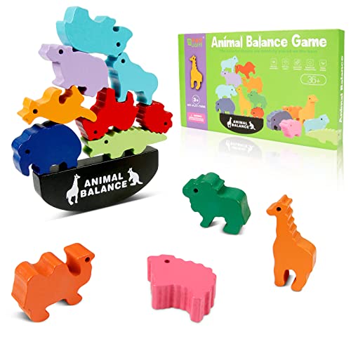 Comius Sharp Animal Jouet D équilibre en Bois, Blocs en Bois Équilibre Jeux Stacking, Montessori Jouets de Jeu d Équilibrage pour 3-6 Ans Enfants, Jouet Educatif & Cadeau pour Enfants