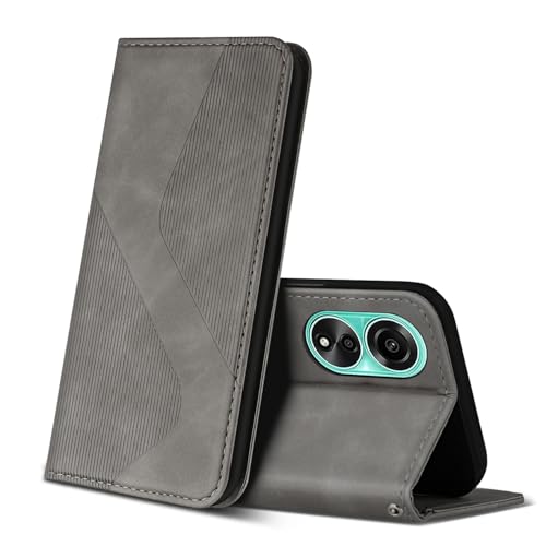 ZONNAVI Funda para OPPO A78 4G, Funda Libro de Cuero con Ranura para Tarjeta y Magnético, Wallet Flip Caso Cubierta Case Carcasa para OPPO A78 4G (Gris)