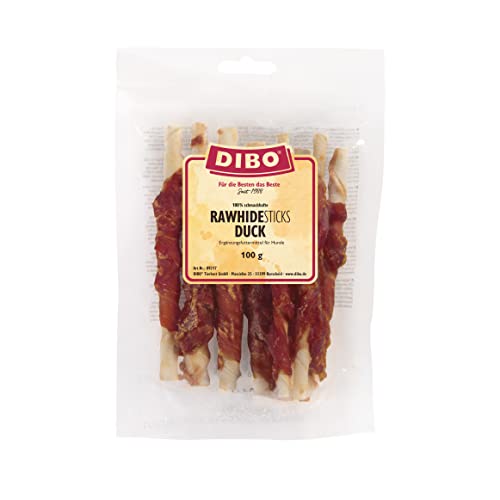 DIBO Rawhide Sticks Duck, 100g Beutel- wiederverschließbar - leckerer Hundesnack als Belohnung oder zwischendurch, unterstützt die Zahnpflege, stillt das Kaubedürfnis - Futter für Hunde