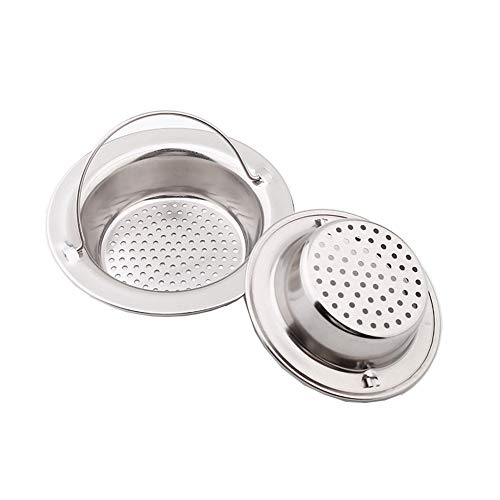 KICCOLY - Colector de colador para fregadero de cocina (paquete de 2) - Diámetro de 4.5"y 3.5", borde ancho perfecto para la mayoría de los desagües de fregadero, sin óxido, apto para lavavajillas