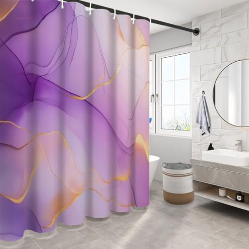 Rideau de douche imperméable violet 180x180 cm en polyester lavable pour baignoire avec crochets - 4