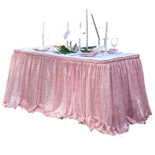 Jupe de table à paillettes rose 6ft pour décoration de fête