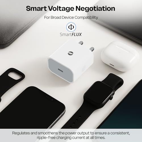 Image of Mozen by Amkette iPhone Charger Adapter 20W (MFi-Standard & BIS Certified) for iPhone 17 /17 Air /17 Pro /17 Pro Max,16 /16 Plus /Pro /Pro Max, 15 /14 /13 /12 /11 Series, Airpods & iPads, 1 Year Warranty