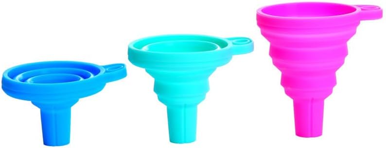 3PCS Silicone Collapsible Funnel Set Foldable Compact Mini Funnels for Water Oil Kitchen Home Apartment Dorm Travel 3-Pack, 3PCS