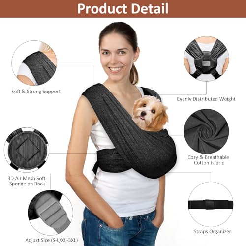 APOMOONS Hundetragetasche, Hundetragetuch Freihändige Hundetasche Tragetuch Hund Größenverstellbar Tragetuch für Hunde, Doppeltes Schultergurt Dog Bag Vordere Hundetasche für Kleine Hunde