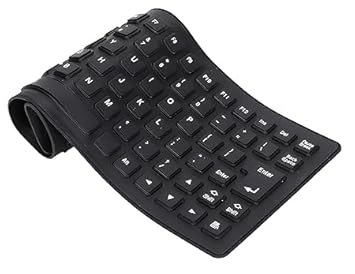 WiredCom Foldable Silicone Keyboard, USB Waterproof Travel Gaming Wired Keyboard, Rollup Wired Keyboard Folding Keyboard Compatible with PC, Laptop, Mac Notebook Full Size (Black,Flexible)
