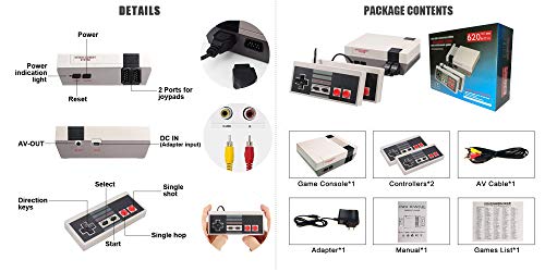Classic Game Console, Handheld Mini Retro Gaming Console with Built in 620 Video Classic Games and 2x4 Classic Edition… - Image 7