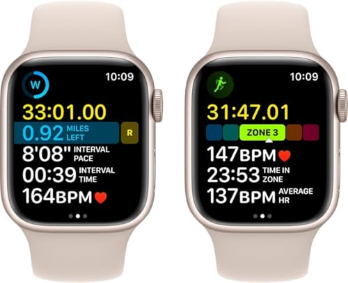 Image of Apple Watch Series 8 [GPS, 45mm] - Starlight Aluminum Case with with Starlight Sport Band, S /M (Renewed)