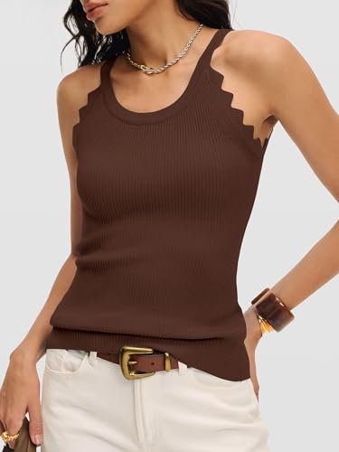 Image of ANRABESS Womens Summer Tank Tops Sleeveless Ribbed Camisole | Spaghetti Strap Cami Sweater, Soft Lightweight, Slim Knit, Casual Beach Vacation Travel Office Clothes, Spring Fall Layering