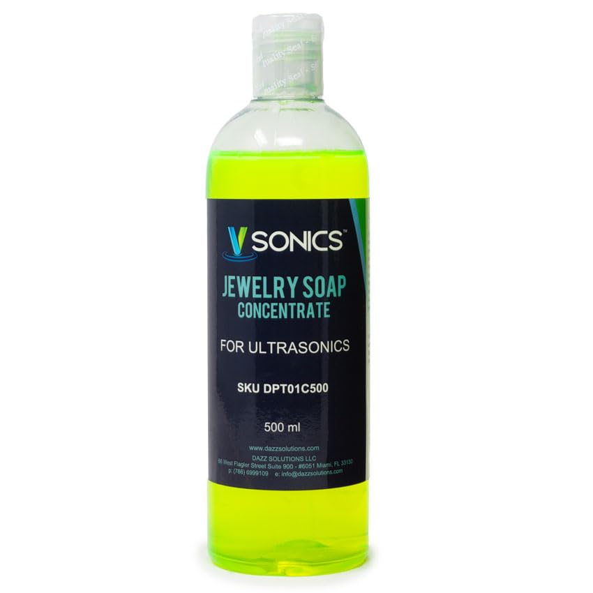 V-Sonics Professional Jewelry Soap for Ultrasonic Cleaning & Tumbling Polishing - Removes Contaminants, Restores Brilliance, Prevents Stains, Pre-Plating Cleaner