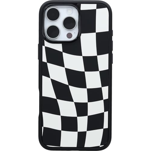 Image of OtterBox iPhone 16 Pro Max Symmetry Series Case - Wavy Charcoal Black - Ultra-Thin, Sleek iPhone Case, Protective iPhone Case with Wavy Black & White Checkerboard Pattern