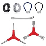 BOXOB 7pcs Bicycle Spoke Wrench Set, Portable Bike Spokes Tool Kit with 2 Spoke Keys, 2 Rubber Grip Wrenches, Tire Lever, Y Hex Wrench & Y Socket Universal Wheel Tension Adjust Bike Repair Tools