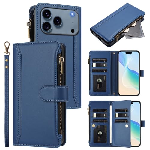 Étui antichoc iPhone 17 bleu foncé pour éviter les chutes avec sangle