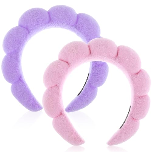 YUXIANLB Diademas De Spa Para Mujer Juego De 2 Diademas De Esponja Para Lavarse La Cara O El Rostro Diadema Para El Cuidado De La Piel Diademas De Maquillaje Para Mujer Tela De Rizo De Tela