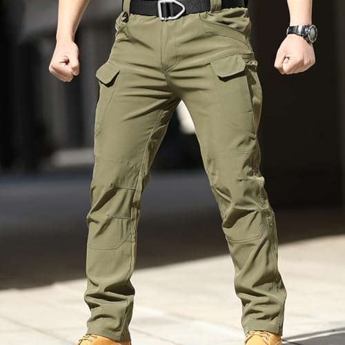 Yuemengxuan Men's Stretch Cargo Pants Ripped Straight-Fit Chino Pants Waterproof Joggers Casual Trousers with Multi-Pockets4