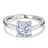 TJC 2 Ct Lab-Grown Diamond Solitaire Ring – 950 Platinum – Cushion-Cut – SGL Certified Diamond – Engagement or Anniversary Ring – Elegant Fine Jewelry for Women - Size V