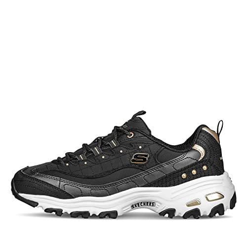 Skechers Femme D'Lites Ladies Night Flat-Sheets, Black Duraleather Gold Trim, 40 EU