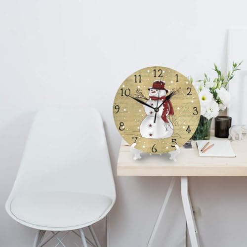 Round-Wall-Clock-Non-Ticking-Silent-Battery-Operated-Clock-10-Inch-Primitive-Country-Snowman-Home-Decor-for-Living-Room-Kitchen-Bedroom-and-Office-White Round Wall Clock Non Ticking Silent Battery Operated Clock 10 Inch Primitive Country Snowman Home Decor for Living Room Kitchen Bedroom and Office White