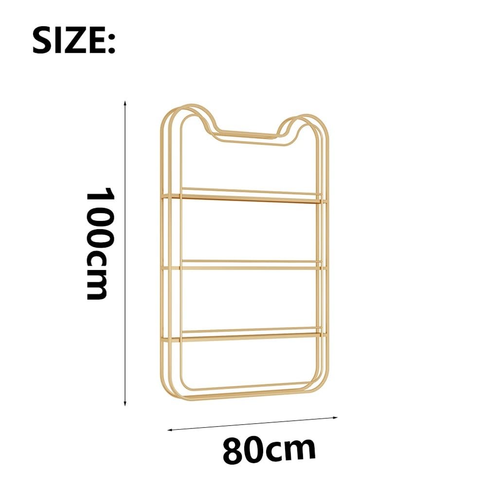 Porta Smalto in Metallo per Salone di Bellezza, Organizer per Cosmetici A Forma di Gatto Dorato, Mensola da Parete per Oli Essenziali E Profumi,A,Length 80cm